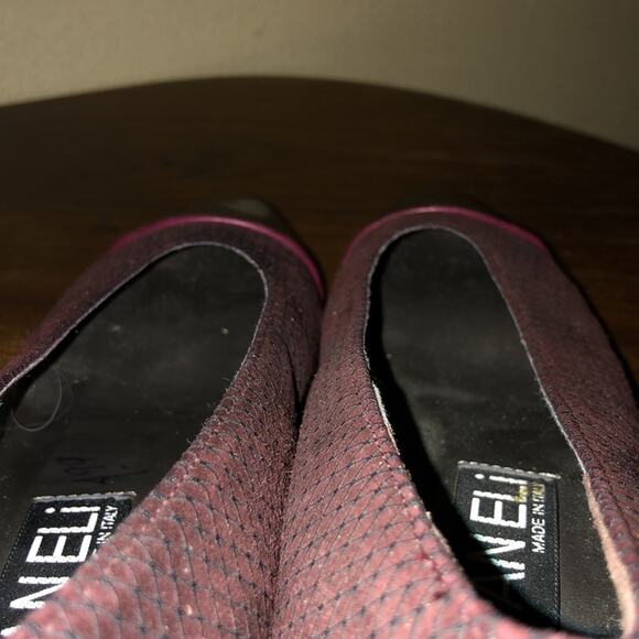 Vaneli Burgundy Preppy Academia Professional Patent Caps Flat Toe Ballet Flats - Picture 5 of 14